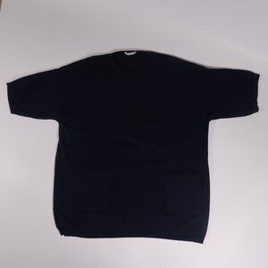 VTG Joan Vass Made in USA 100% Cotton Navy Knit Sweater XL 90s Minimalist